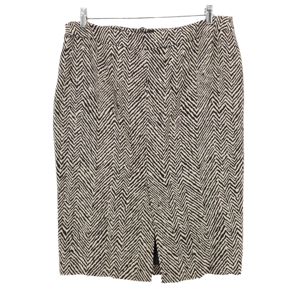 NUEVO CON ETIQUETAS LES COPAINS Falda Mezcla Lana Marrón Chocolate Crema Patrón IT 50 - US 16 Foto 2 de 4