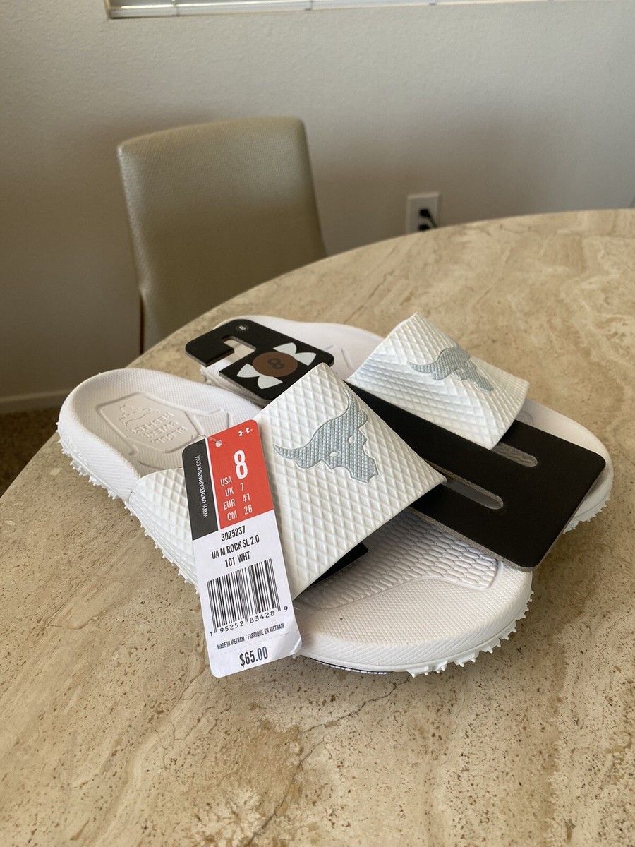 Under Armour Project Rock Slides 2.0 Mens 8.0 US White Slip  display picture 1
