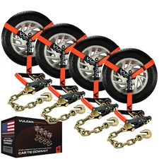 Lasso Car Tie Down - Chain Anchors - 2"x96" 4 Pack - PROSeries - 3300 lbs SWL