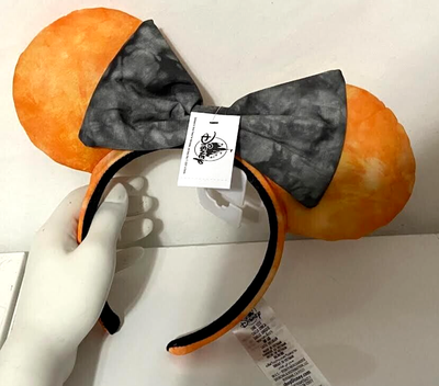 DISNEY Parks MINNIE BOW Orange Gray TIE DYE Halloween EAR  display picture 2
