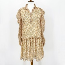 Viemme Womens Mini Dress XS Paisley Metallic Boho Chic Earthy Romantic Feminine 