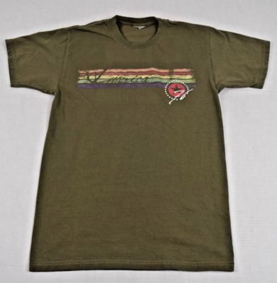 Vintage T-Shirt Olive Drab Size S/M 90s Green America Rainbow