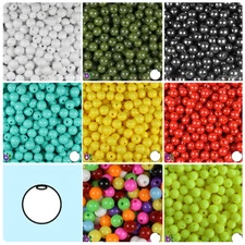 BeadTin Opaque 8mm Round Plastic Craft Beads (300pcs) - Color choice