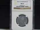 (M-207) Denmark Large 5 Ore 1941 F. Uncirculated, NGC MS63