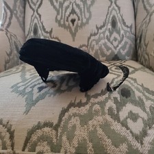 Vintage 1940s 1950s Black Velvet Turban Hat w/ Feather Cocktail Evening