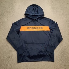 Nike Denver Broncos Hoodie Mens Medium Navy Blue Sweatshirt Dri Fit NFL Football
