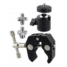 New 360  Super Clamp Mount Mini Ball Head 1/4"-20 For DSLR Camera Tripod Monitor