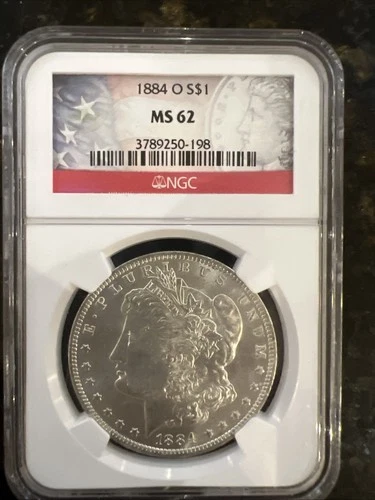 1884 o morgan silver dollar ms62