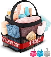 Shower Caddy Mesh - 9 Pocket Portable Bathroom Organizer Tote for Travel, Gym 