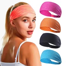 Sports Headband for Men Women Moisture Wicking Sweat Band Elastic Wide Hair Band
