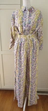 NWT La Porte High Waist Pants & Button Down Sleeve Shirt SET Gradient Floral L