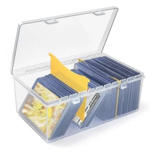 Trading Card Storage Box with 2 Dividers for 500 Sports Cards, Plastic Bulk D...