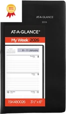 AT-A-GLANCE 2026 Planner, Weekly, 3-1/2" x 6", Pocket Size, 3.5" x Black 