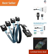 Mini SAS to 4 SATA Cable SFF 8087 to SATA Adapter Compatible for RAID Control...