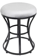 Vanity Stool, Grey Stools for Makeup Room, Round Ottoman Foot Stool, Velvet F...