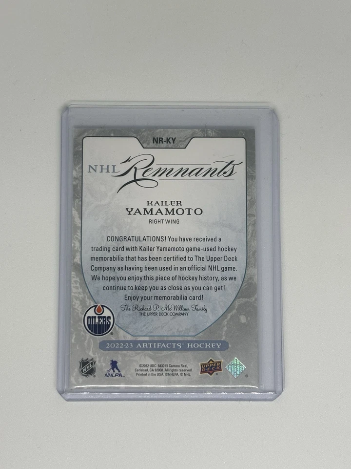 2022-23 Upper Deck Artifacts NHL Remnants Kailey Yamamoto #NR-KY - Image 2 of 2