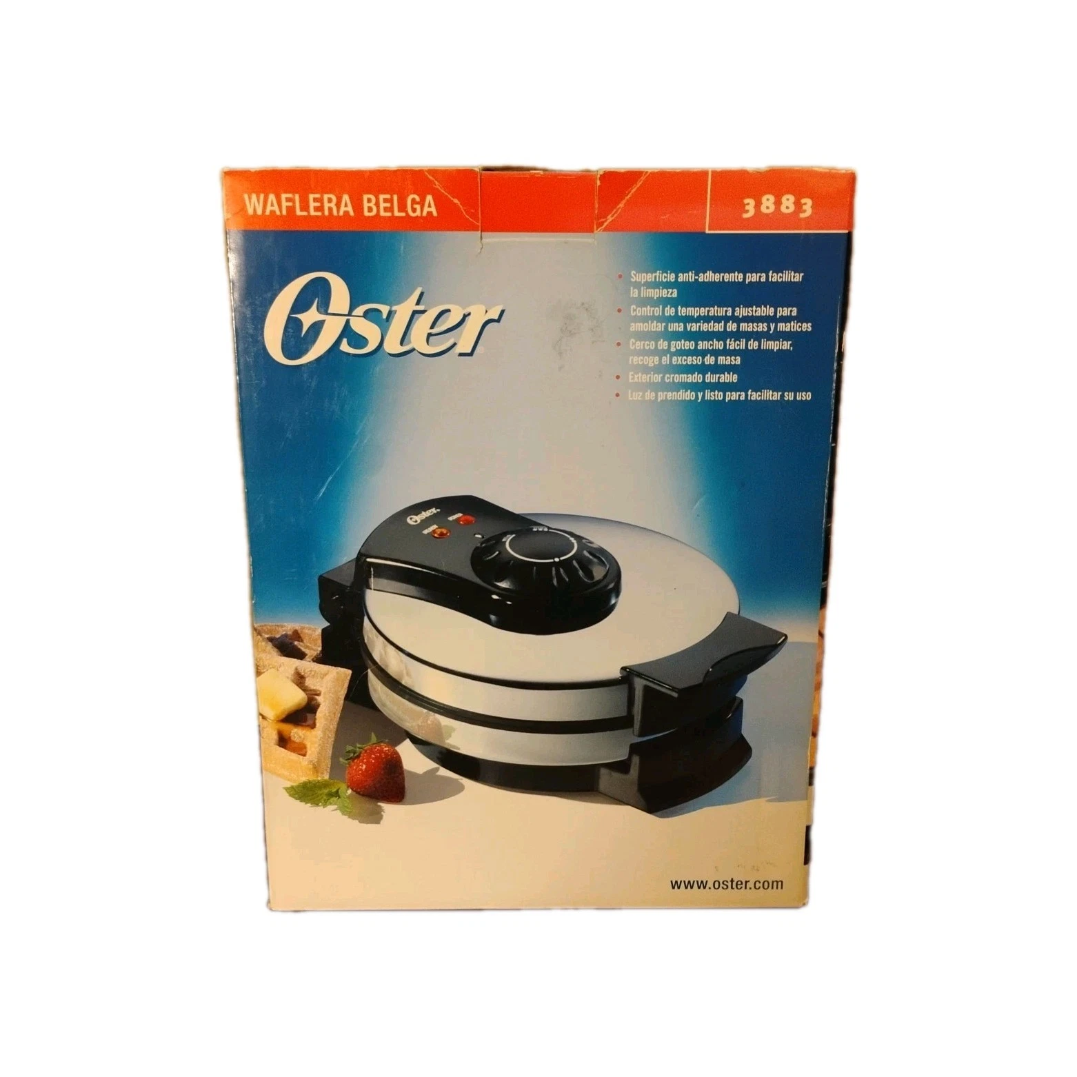 Belgian Wafflemaker Nonstick with Chrome Exterior 3883 NEW In Box Oster