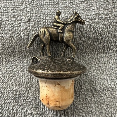 Blanton s Bourbon Bottle Stopper   Letter  B  Horse & Jockey Cork/Metal Topper