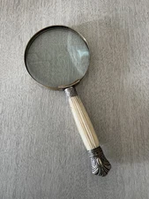 Antique Victorian Silver/Bone Magnifying Glass by Asprey Manufacturer 1886