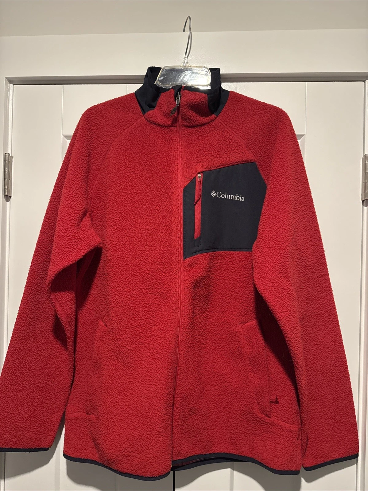 Columbia Men’s Red Thermal Omni Heat Fleece Zip Up Jacket Insulated Sz Large