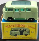 Matchbox Lesney No 34 Volkswagen Caravette 45 Tread Bpw Plus Original Box