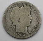 1903 Barber Quarter Philadelphia Mint 90% Silver USA Coin Liberty Head