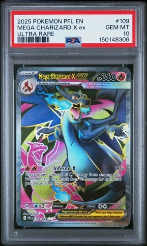 2025 POKEMON PFL EN-PHANTASMAL FLAMES ULTRA RARE #109 MEGA CHARIZARD X EX PSA 10