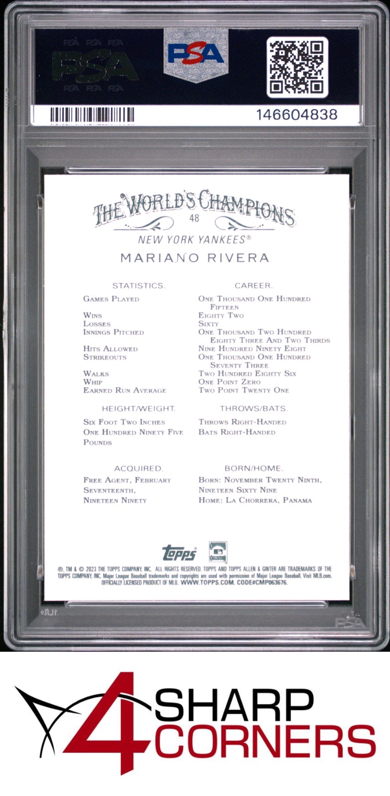 2023 TOPPS ALLEN & GINTER #48 MARIANO RIVERA HOF PSA 10 view 2