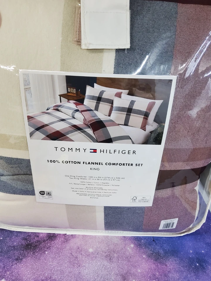 Tommy Hilfiger Juego de Edredón a Cuadros Algodón Prospect Park Azul King 108"x96" Foto 3 de 4