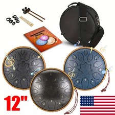 Steel Tongue Drum 15 Notes 12 Inch D-Key Panda Balmy Drum Percussion Instrument