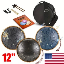 Steel Tongue Drum 15 Notes 12 Inch D-Key Panda Balmy Drum Percussion Instrument