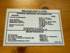 Mitsubishi Label. Evo VI CP9A. Engine Service Information. CP9A-318C