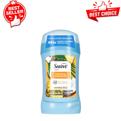 Suave Women's Antiperspirant Deodorant Stick 48H Tropical Paradise, 1.2oz Travel