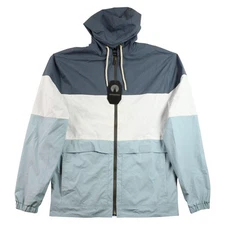 Weatherproof Hooded Jacket Mens S Slate White Sky Colorblock Windbreaker $89 NEW