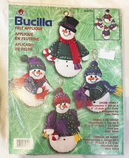 Bucilla Plaid Christmas Snow Family Ornaments Felt Applique Kit #84439 2001