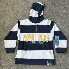 Spurs Jungen gestreifter Hoodie marine/weiß Knopfleiste 5-6 Jahre (1G)