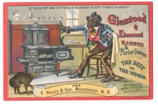 GLENWOOD & ELMWOOD RANGES - Superb ca1890s Trade Card - WEIR STOVE Taunton MA