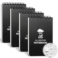 4 Pack All-Weather Memo Pocket Notebook Waterproof Notepad