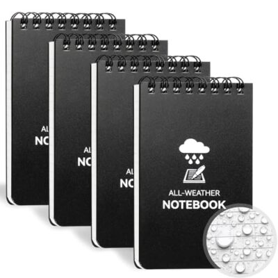 4 Pack All-Weather Memo Pocket Notebook Waterproof Notepad