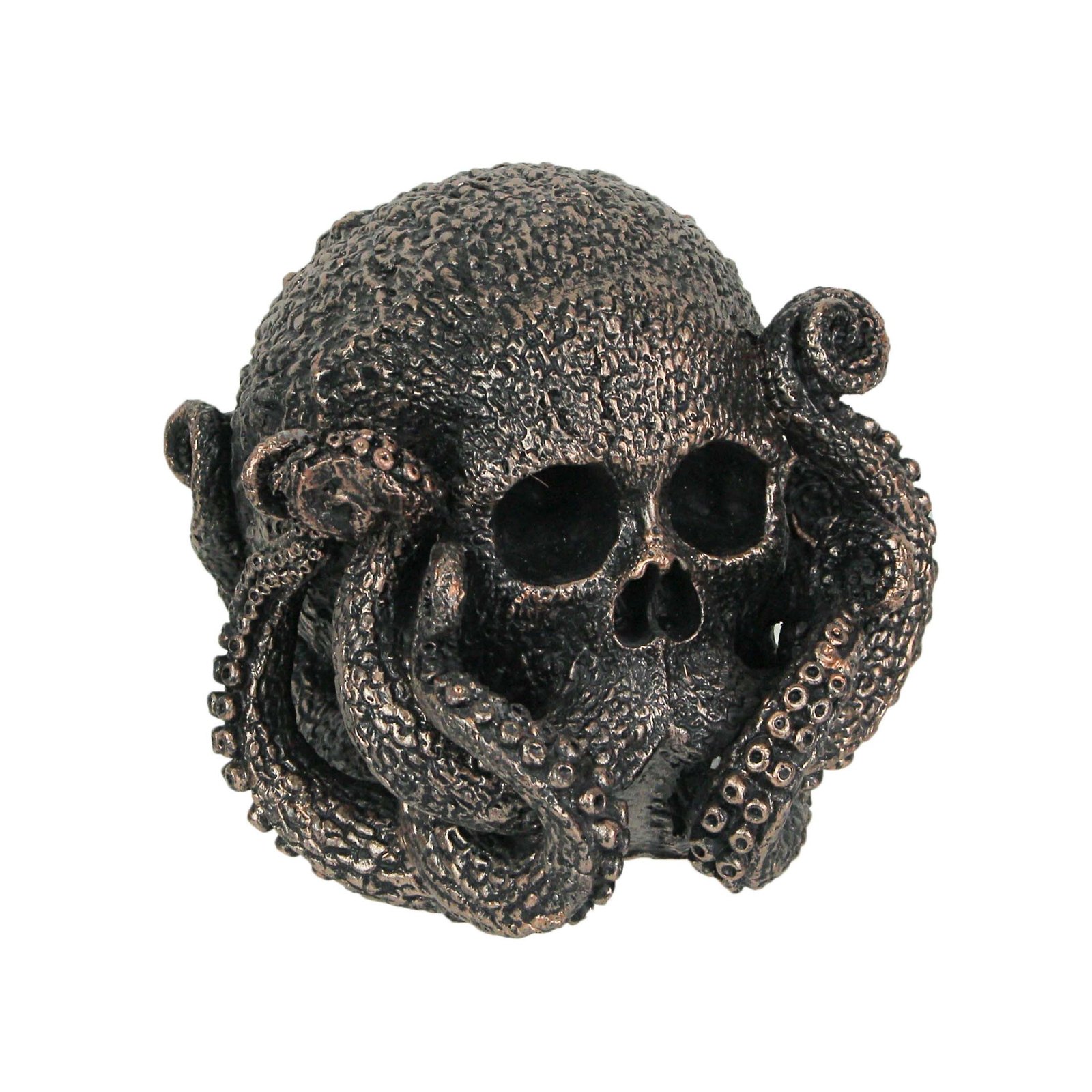 Bronze Resin Octopus Skull Sculpture Nautical Home Decor Figurine Art Decoration