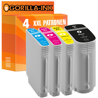4 Patronen mit Chip für HP 940 XL Officejet Pro 8000 8500 8500A Plus Wireless
