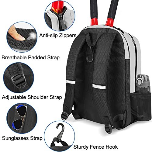 Tennis Backpack Holds 2 Rackets with Ventilated Shoe Compartment & Wet Pocket Amazon.com : Sucipi Tennis Bag Professional Tennis Backpack  main image 4