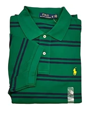 $115 Polo Ralph Lauren Pony Striped Short Sleeve Classic Work Golf Mesh Shirt XL