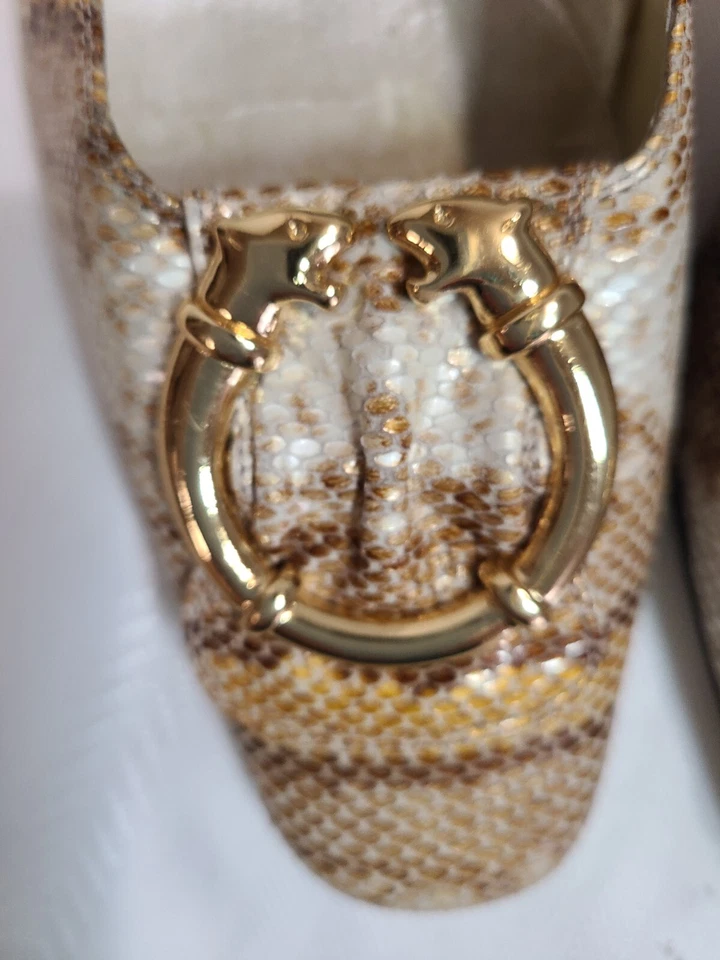 Zapatos de salón J.Renee' de cuero genuino con detalle dorado pantera talla 6,5 estampado de serpiente... Foto 3 de 4