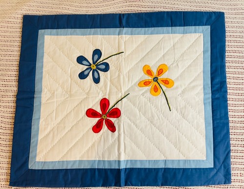 Quilted Embroidered Patchwork Floral Pillow Shams Set of 2 - Picture 8 of 15
