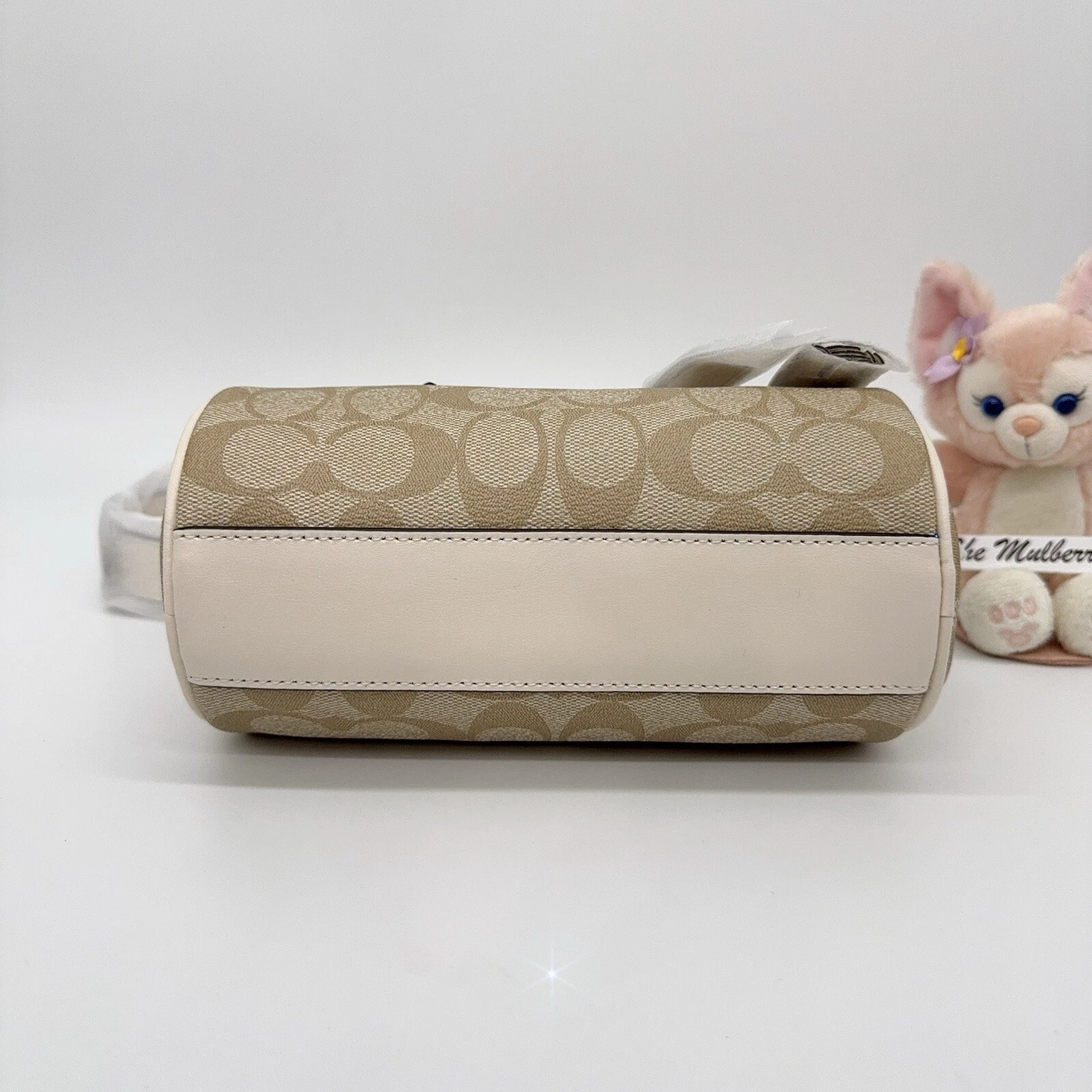 Borsa a tracolla Coach Lacey manico superiore firma tela gesso nappa cachi CK689