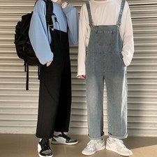 Mens Denim Bib and Brace Work Pants Dungarees Overalls Jumpsuit Trousers Casual