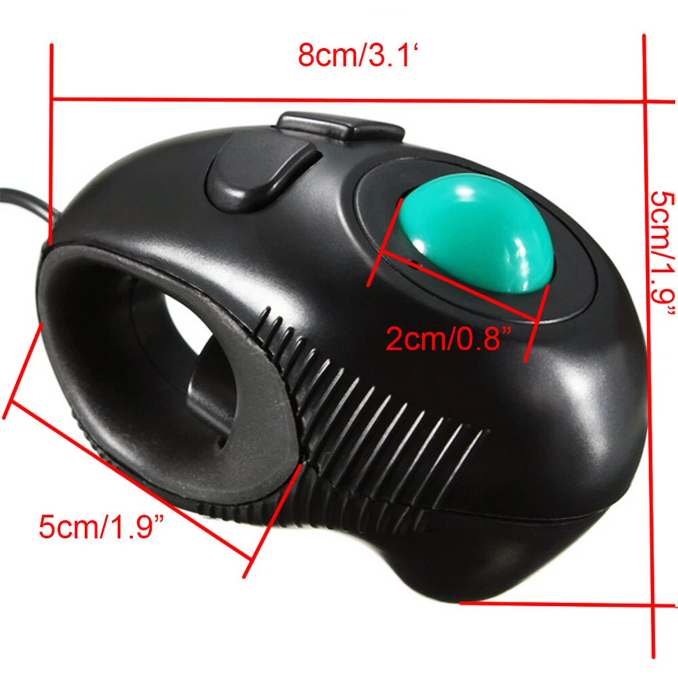 New Finger Handhold 4DB Mini Trackball Mouse Wired Mice Portable Thumb Control - Image 4 of 4