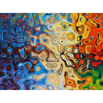 Helle bunte abstrakte Formen Gemälde Leinwand Wandbild Kunstdruck Poster