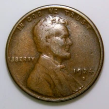 ~VINTAG AMERICAN COPPER~ 1924-S Lincoln Wheat Penny One Cent US 1c VF i423